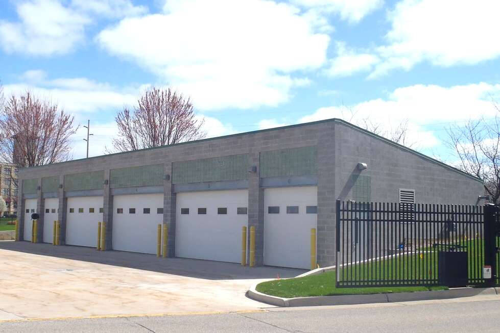 A view of AWRI's boat house with green roof.
